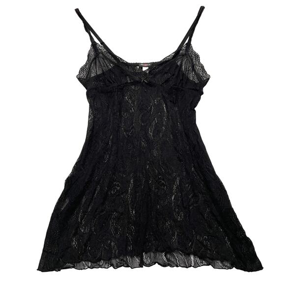 VTG Y2K 00's Black Cosabella Sheer Lace Lingerie Mini Tanktop Slitside Dress S - Picture 1 of 6